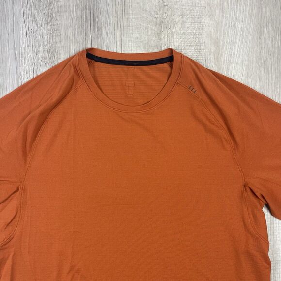 Lululemon Drysense Shirt Mens Large Orange Short Sleeve Mesh Better Each Day J - Picture 4 of 8